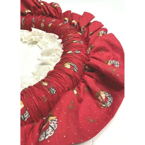 Vintage 1970s Holiday Wreath Christmas Red Ruffled Handmade Wamsutta Door HTF - Picture 3 of 6